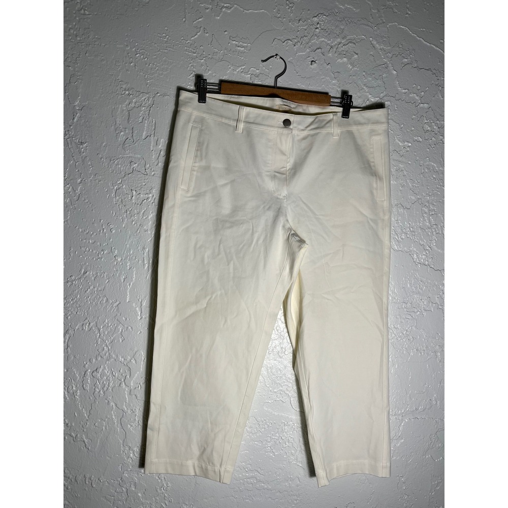 Eileen Fisher NWT XL Organic Cotton Stretch White Cream Crop Pants